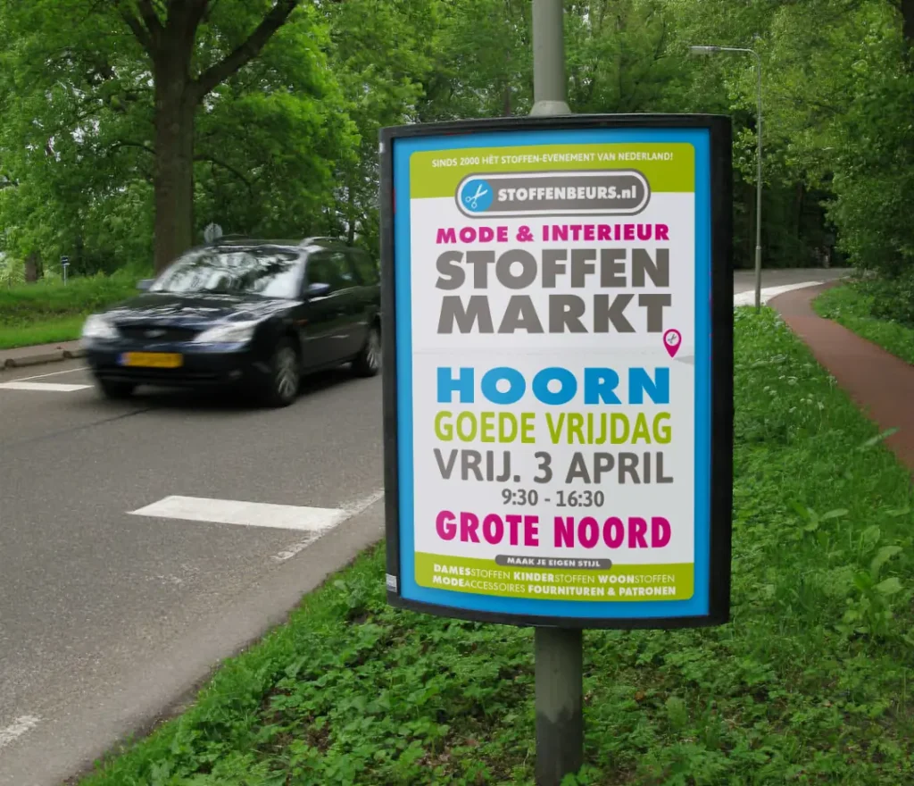 Reclamebord Stoffenbeurs Markt